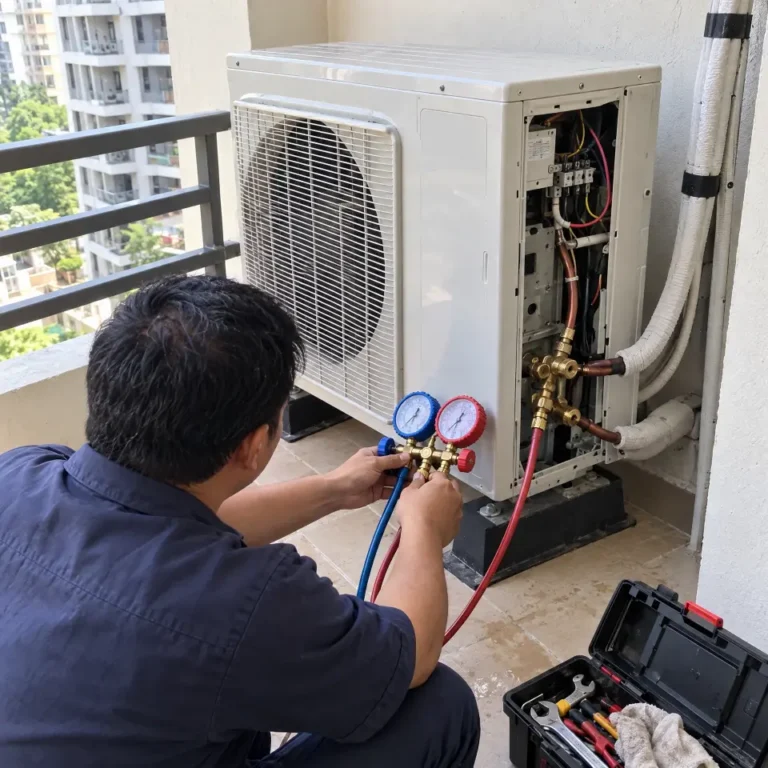 AC repair (gas charging) by Sri Swastik Home Solutions technician in Chengalpattu